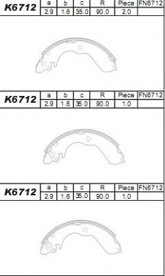 Комплект тормозных колодок ASIMCO K6712