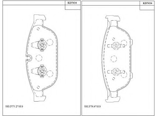 Комплект тормозных колодок, дисковый тормоз ASIMCO KD7434