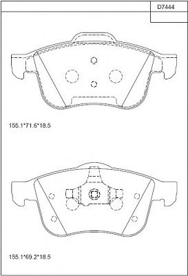 Комплект тормозных колодок, дисковый тормоз ASIMCO KD7444