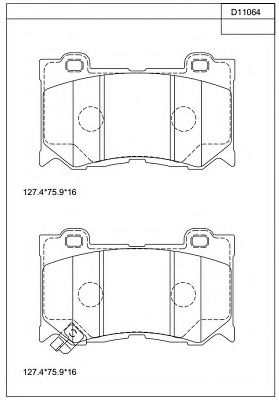 Комплект тормозных колодок, дисковый тормоз ASIMCO KD11064