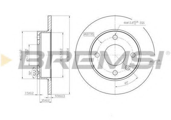 Тормозной диск BREMSI DBA208S