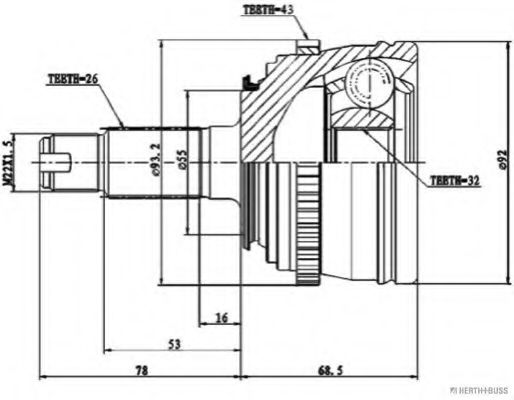 Шарнирный комплект, приводной вал QH Benelux QVJ1198