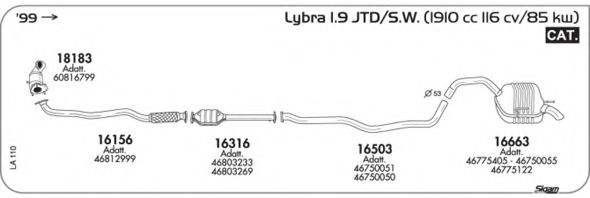 Система выпуска ОГ AKS DASIS SGLA110