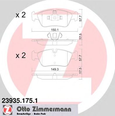 Комплект тормозных колодок, дисковый тормоз ZIMMERMANN 23935.175.1