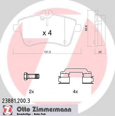 Комплект тормозных колодок, дисковый тормоз ZIMMERMANN 23881.200.3