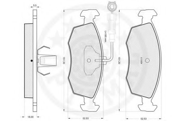 Комплект тормозных колодок, дисковый тормоз OPTIMAL 23228