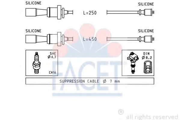 Комплект проводов зажигания FACET 4.7241