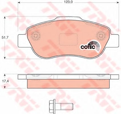 Комплект тормозных колодок, дисковый тормоз TRW GDB1589