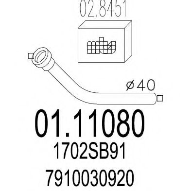 Труба выхлопного газа MTS 01.11080