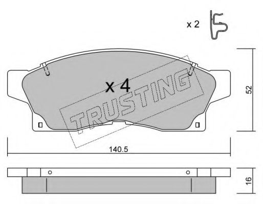 Комплект тормозных колодок, дисковый тормоз TRUSTING 460.0