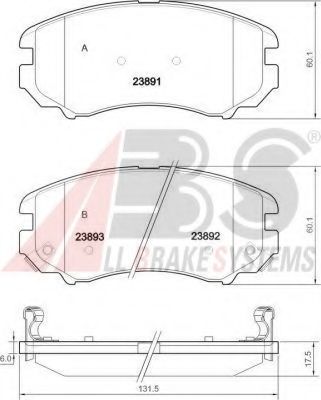 Комплект тормозных колодок, дисковый тормоз A.B.S. 37423 OE