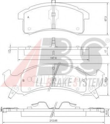 Комплект тормозных колодок, дисковый тормоз A.B.S. 38505