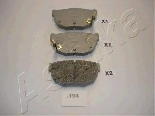 Комплект тормозных колодок, дисковый тормоз ASHIKA 51-01-194