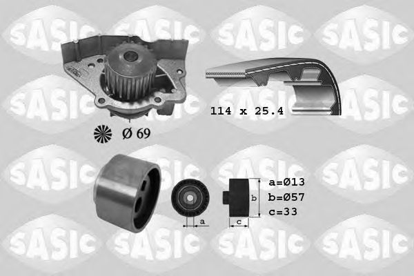 Водяной насос + комплект зубчатого ремня SASIC 3900023