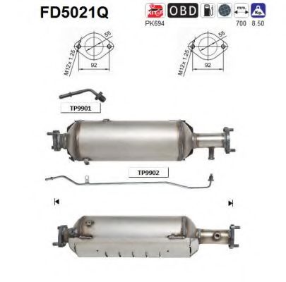 Сажевый / частичный фильтр, система выхлопа ОГ AS FD5021Q