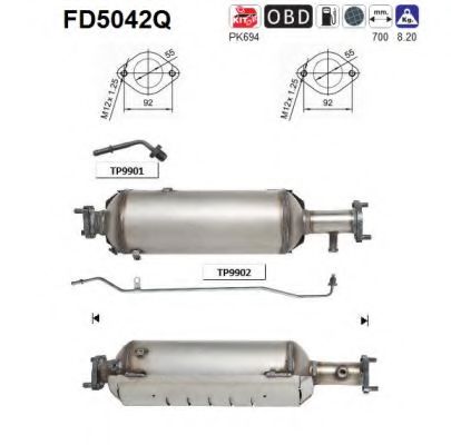 Сажевый / частичный фильтр, система выхлопа ОГ AS FD5042Q