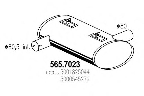Средний / конечный глушитель ОГ ASSO 565.7023