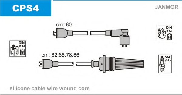 Комплект проводов зажигания JANMOR CPS4