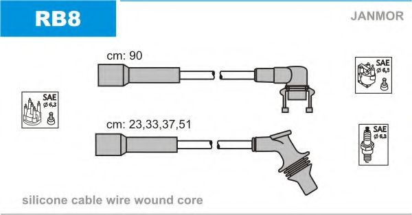 Комплект проводов зажигания JANMOR RB8