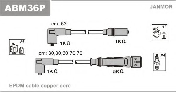 Комплект проводов зажигания JANMOR ABM36P