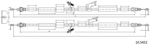 Трос, стояночная тормозная система CABOR 10.5452
