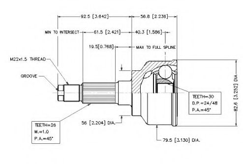 Шарнирный комплект, приводной вал VEMA 18555