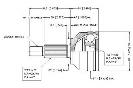 Шарнирный комплект, приводной вал VEMA 18622