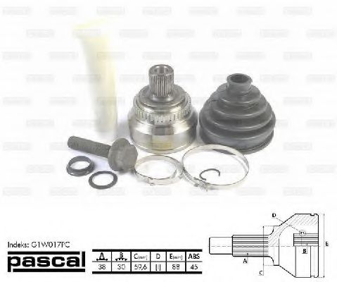 Шарнирный комплект, приводной вал PASCAL G1W017PC