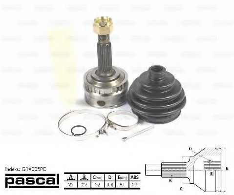 Шарнирный комплект, приводной вал PASCAL G1X005PC