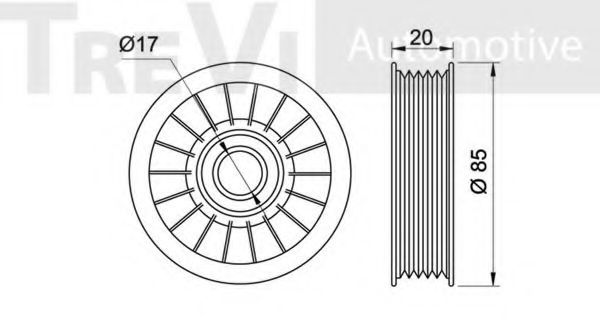 Паразитный / ведущий ролик, поликлиновой ремень TREVI AUTOMOTIVE T1750