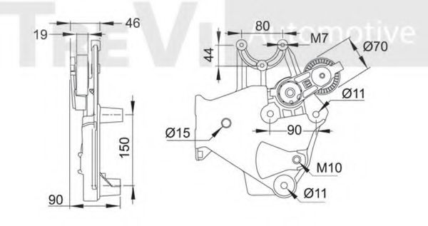 Натяжная планка, поликлиновой ремень TREVI AUTOMOTIVE TA1640