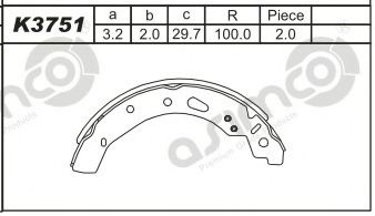 Комплект тормозных колодок ASIMCO K3751