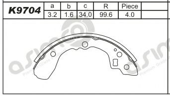 Комплект тормозных колодок ASIMCO K9704
