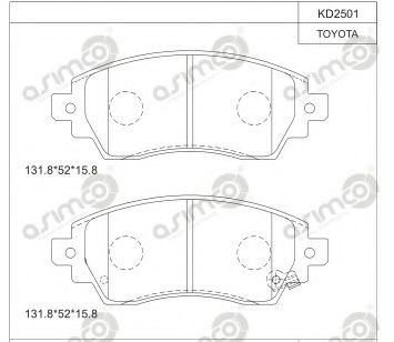 Комплект тормозных колодок, дисковый тормоз ASIMCO KD2501