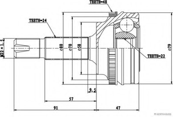 Шарнирный комплект, приводной вал HERTH+BUSS JAKOPARTS J2822142