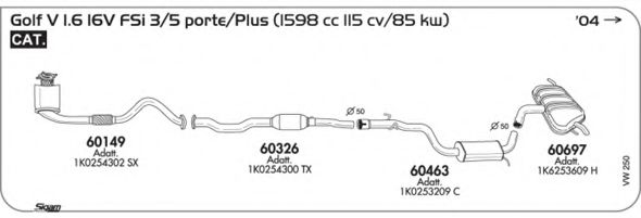 Система выпуска ОГ AKS DASIS SGVW250