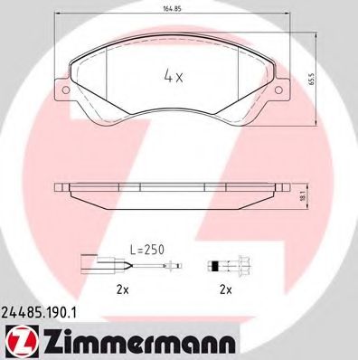 Комплект тормозных колодок, дисковый тормоз ZIMMERMANN 24485.190.1