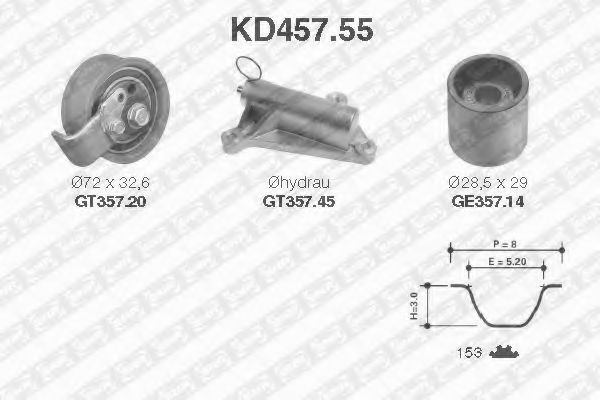 Комплект ремня ГРМ SNR KD457.55