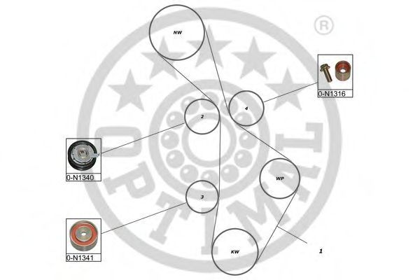 Комплект ремня ГРМ OPTIMAL R1531