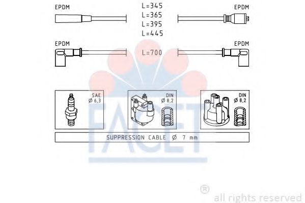 Комплект проводов зажигания FACET 4.9103