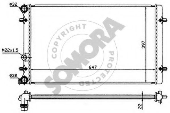 Радиатор, охлаждение двигателя SOMORA 350941