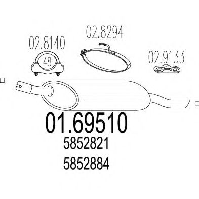 Глушитель выхлопных газов конечный MTS 01.69510