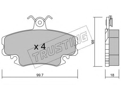 Комплект тормозных колодок, дисковый тормоз TRUSTING 122.0