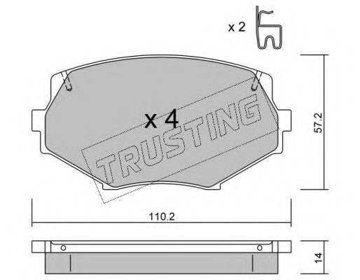 Комплект тормозных колодок, дисковый тормоз TRUSTING 488.0