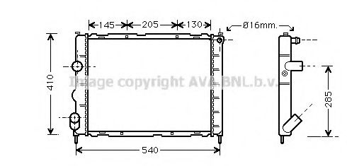 Радиатор, охлаждение двигателя AVA QUALITY COOLING RT2268