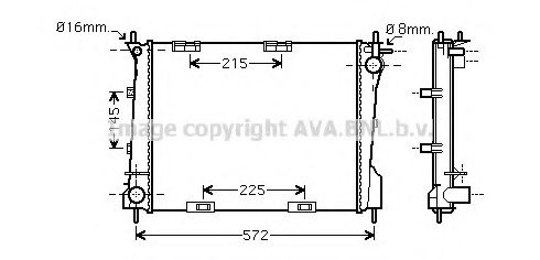 Радиатор, охлаждение двигателя AVA QUALITY COOLING RT2372