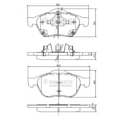 Комплект тормозных колодок, дисковый тормоз NIPPARTS J3602115