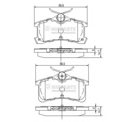 Комплект тормозных колодок, дисковый тормоз NIPPARTS J3612026