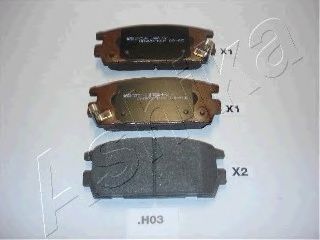 Комплект тормозных колодок, дисковый тормоз ASHIKA 51-0H-H03