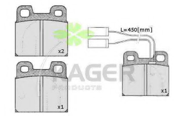 Комплект тормозных колодок, дисковый тормоз KAGER 35-0336